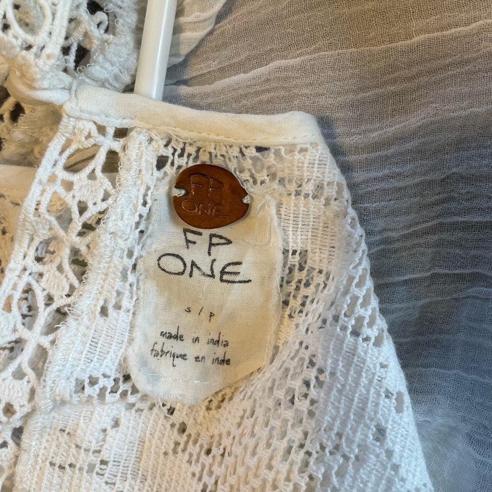 Free People White Lace Open-Back Tank Top Size Small - Picture 5 of 9